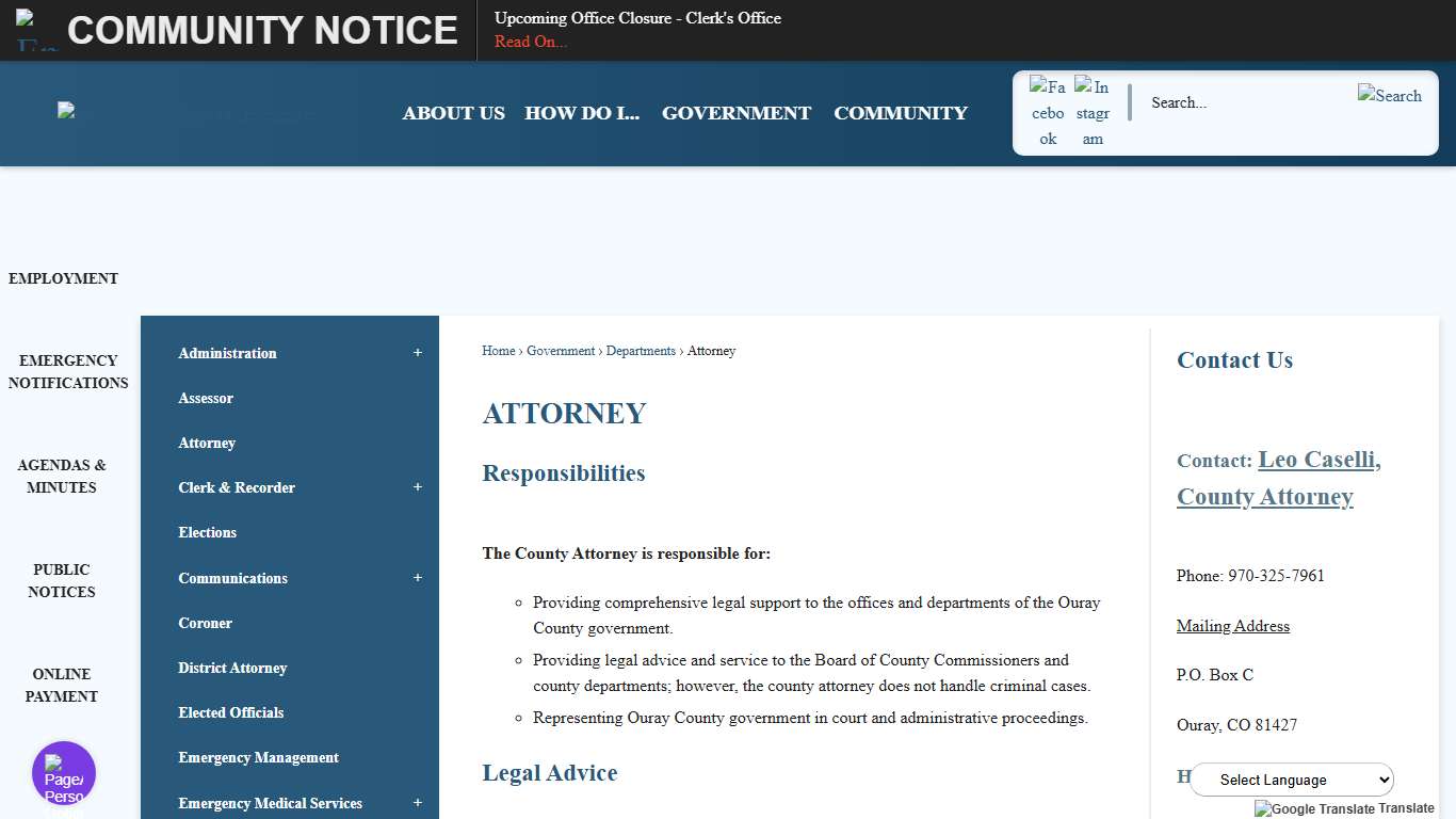 Attorney Ouray County, CO - Official Website